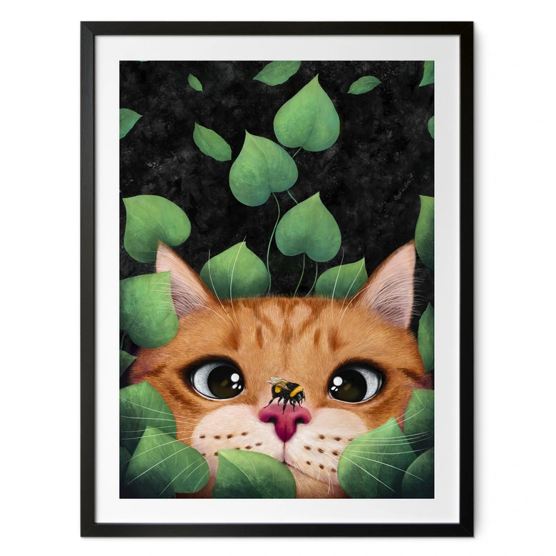 Poster fürs Kinderzimmer - Süße Katze im Busch - Korenkova 