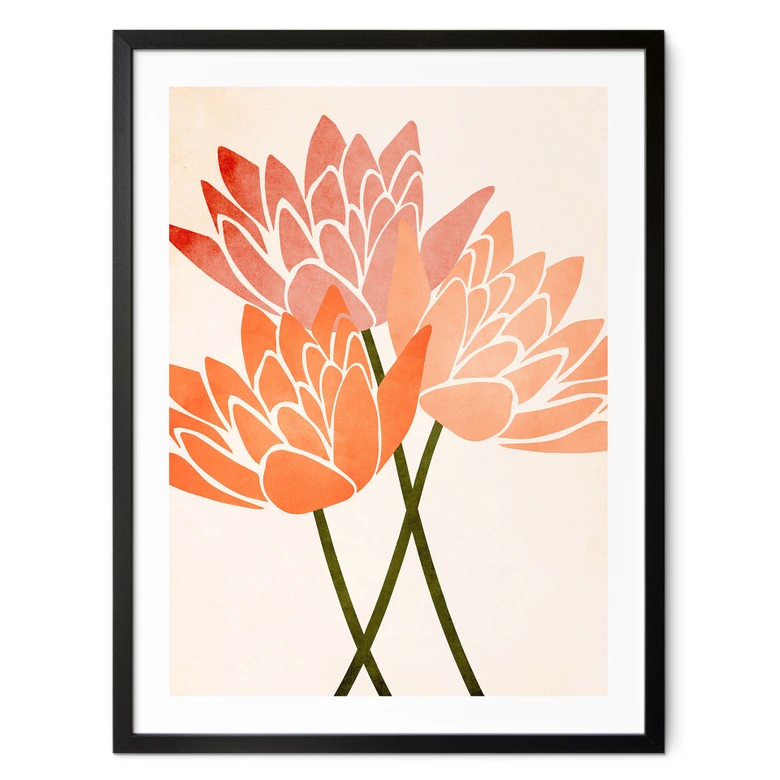 Poster Farbenfrohe Lotusblumen - Kubistika 