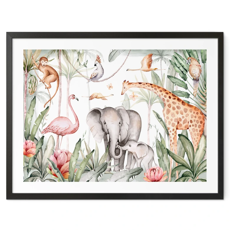 Poster Afrikanische Tiere im Regenwald - Kvilis 