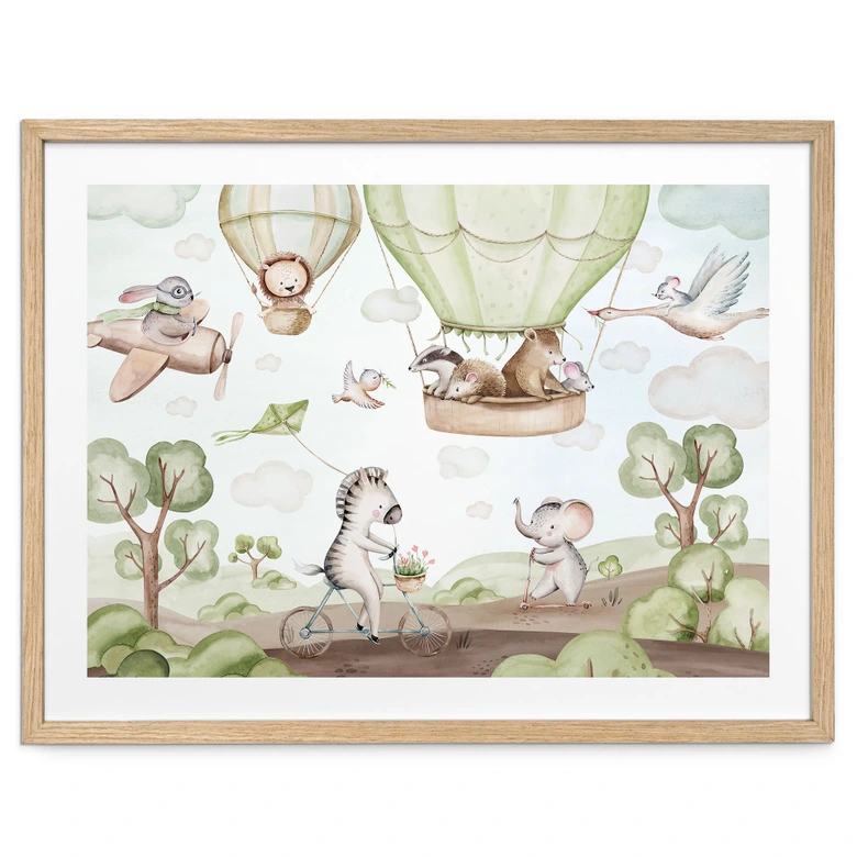 Poster für Kinder - Ballonfahrt der Tierfreunde - Kvilis 