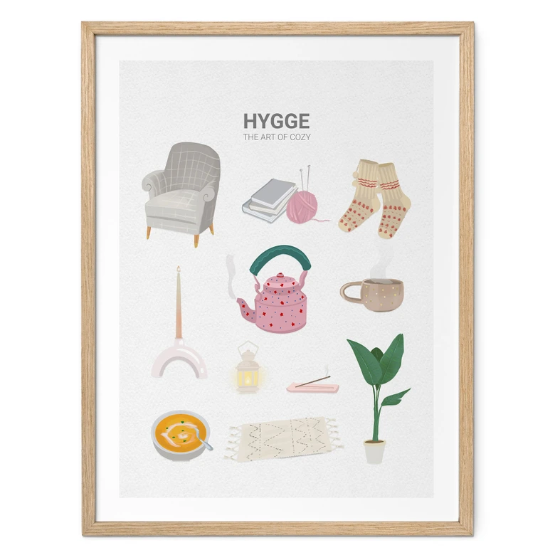 Poster Cozy Vibes mit Hygge-Deko - Lizde 