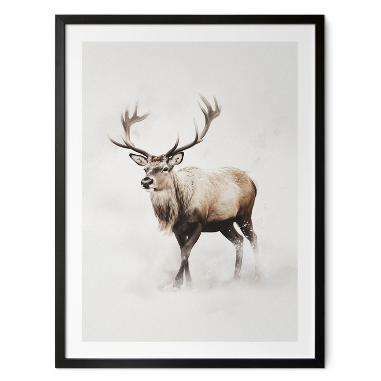 Poster Wintermotiv fürs Wohnzimmer - Hirsch im weißen Winter - Magnusson 