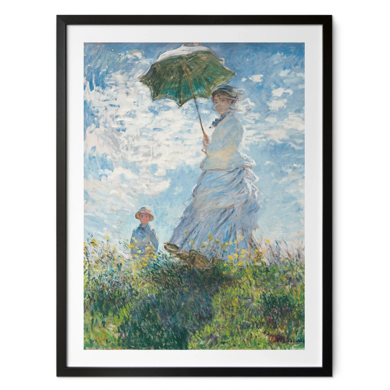 Poster Monet - Frau mit Sonnenschirm - Madame Monet und ihr Sohn 