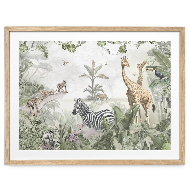 Poster Dschungeltiere auf großer Safari - Ms Tiff 
