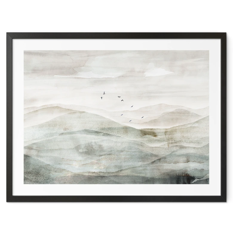 Poster Neblige Berglandschaft Aquarell - Ms Tiff 