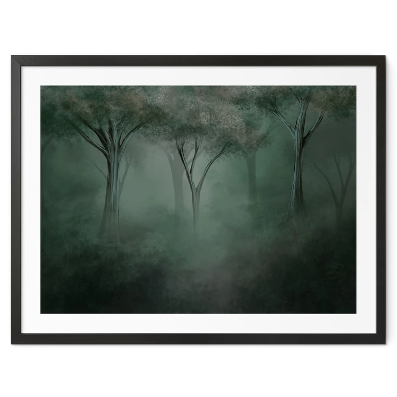 Poster Waldmagie im Morgennebel Grün - Ms Tiff 