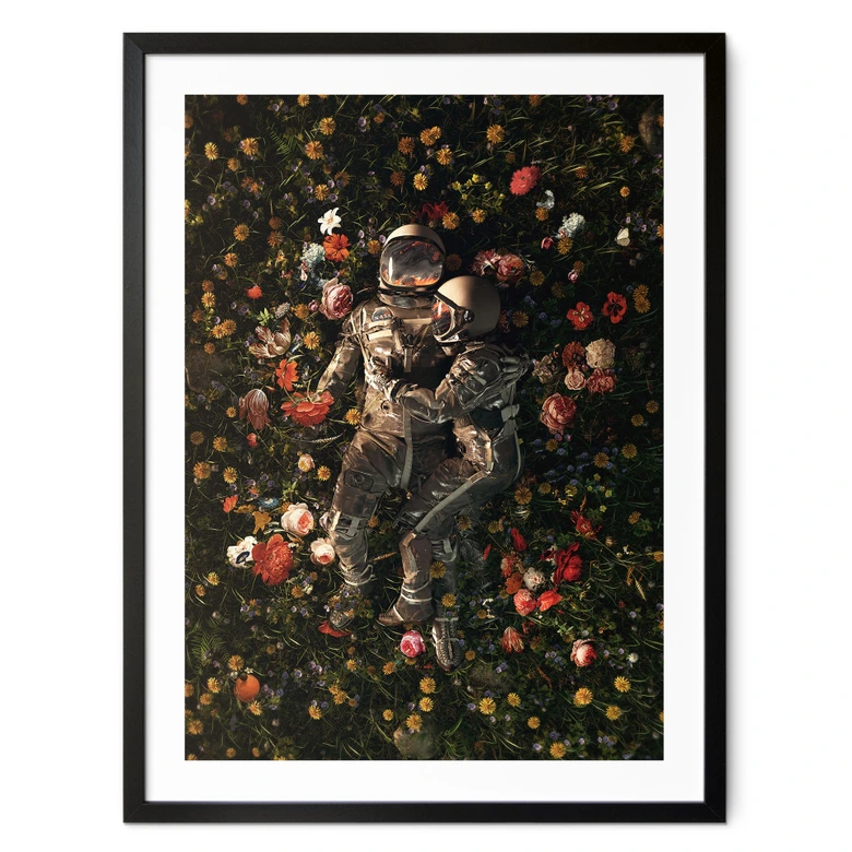 Poster Astronauten auf einer Blumenwiese - Nicebleed 