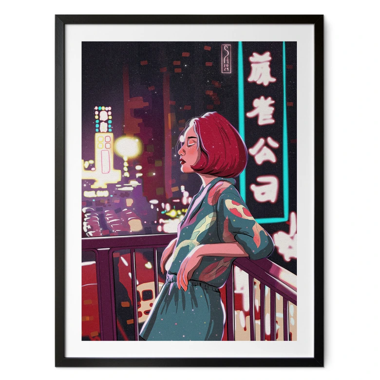 Plakat-pige på en balkon i Japan - Oliveira 