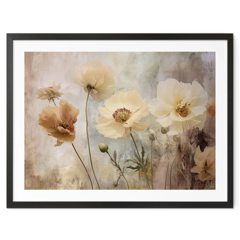 Poster Blumenpracht in warmen Pastelltönen | Blumenposter - Paksoylu 