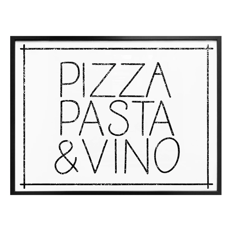 Poster Pizza Pasta & Vino blanc 