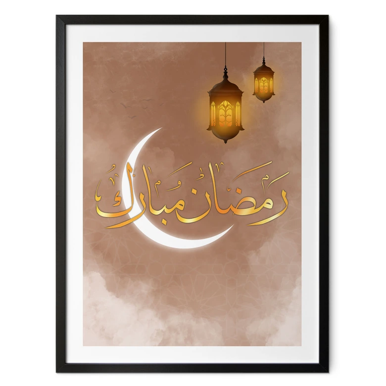 Poster Ramadan Mubarak met lantaarns 