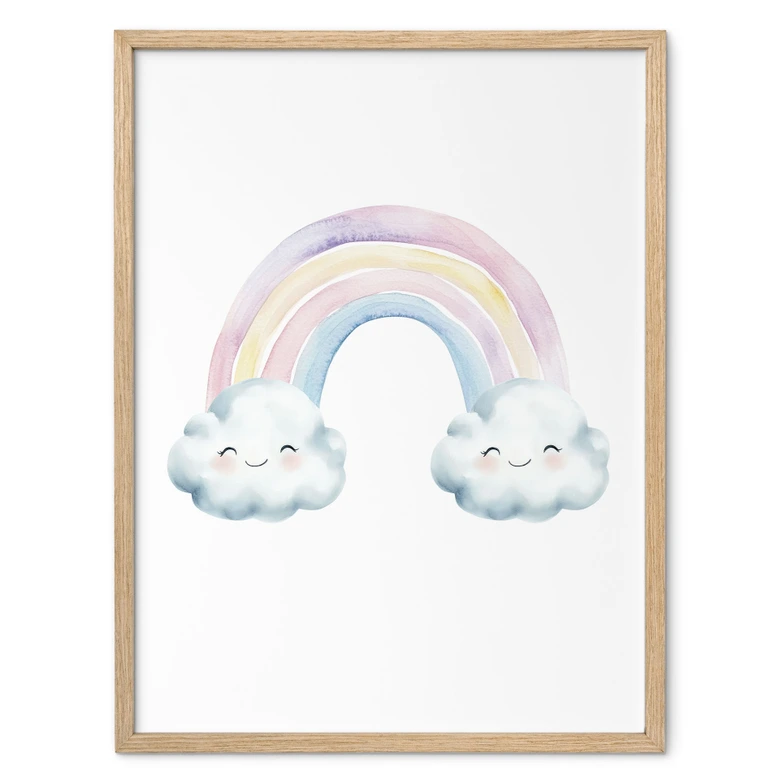 Poster für Kinder - Regenbogenzauber in Pastell 