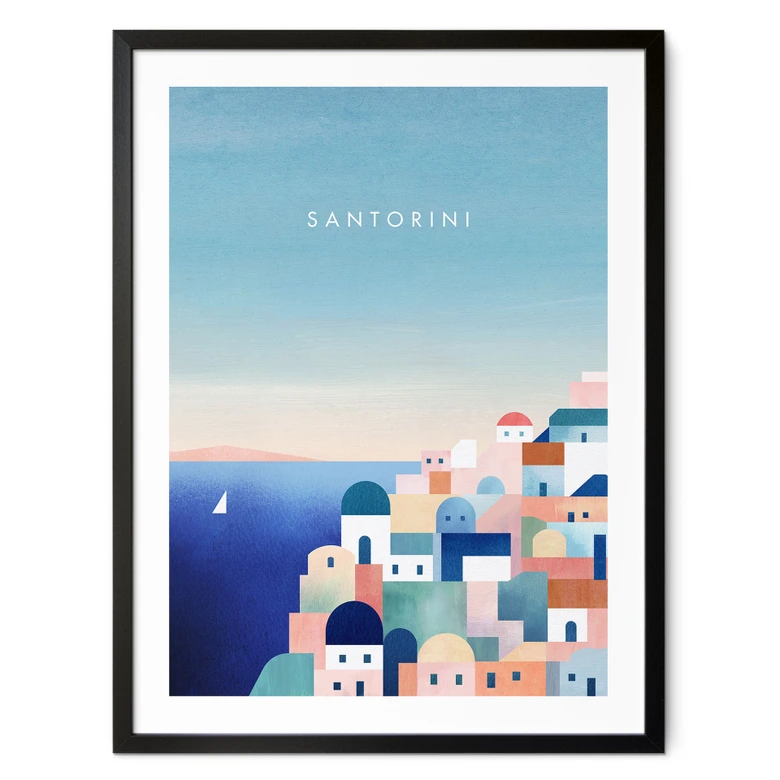 Póster casas de Santorini - Ríos 
