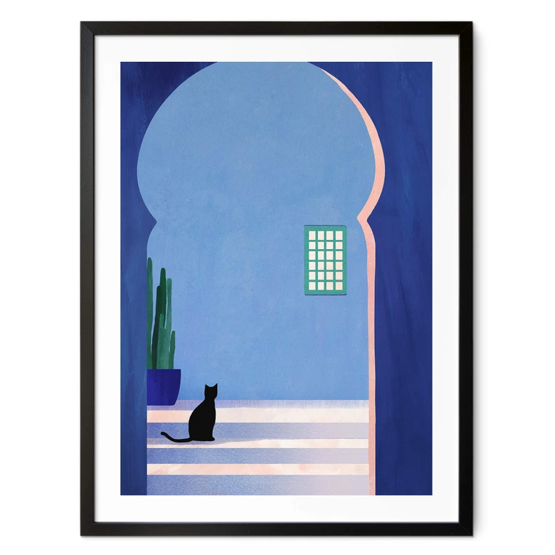 Poster Schwarze Katze im Torbogen - Rivers 