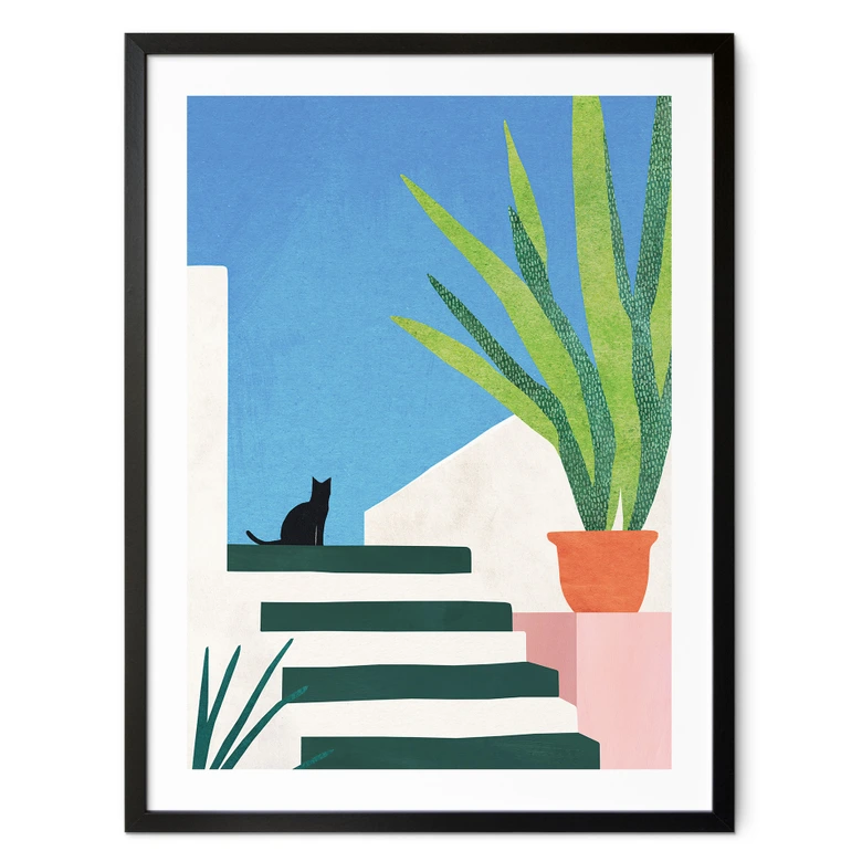 Poster Schwarze Katze in Griechenland - Rivers 