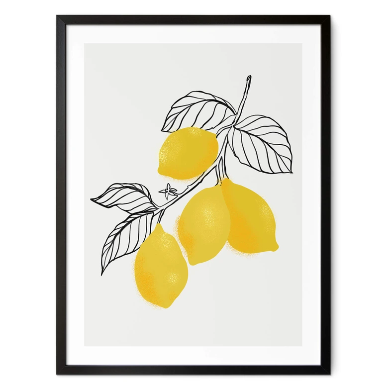 Poster Blursbyai - Illustration eines Zitronenzweiges 
