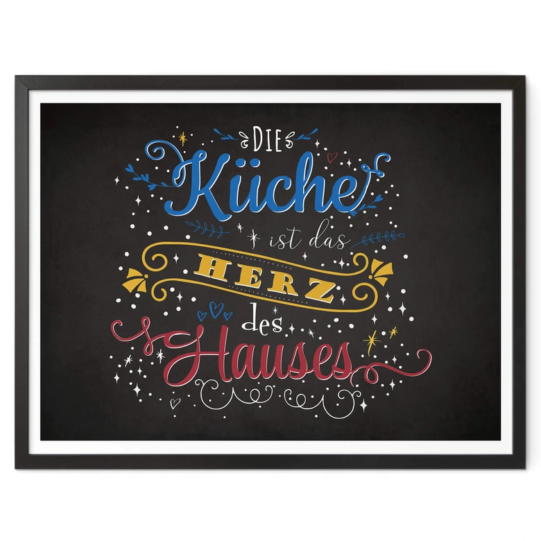 Poster Die Küche ist das Herz des Hauses - dunkel 