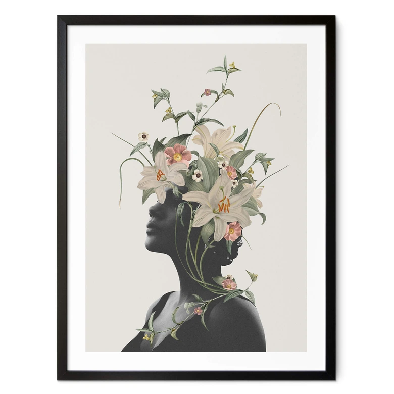 Poster Frida Floral Studio - Frauensilhouette mit Lilienblüten 