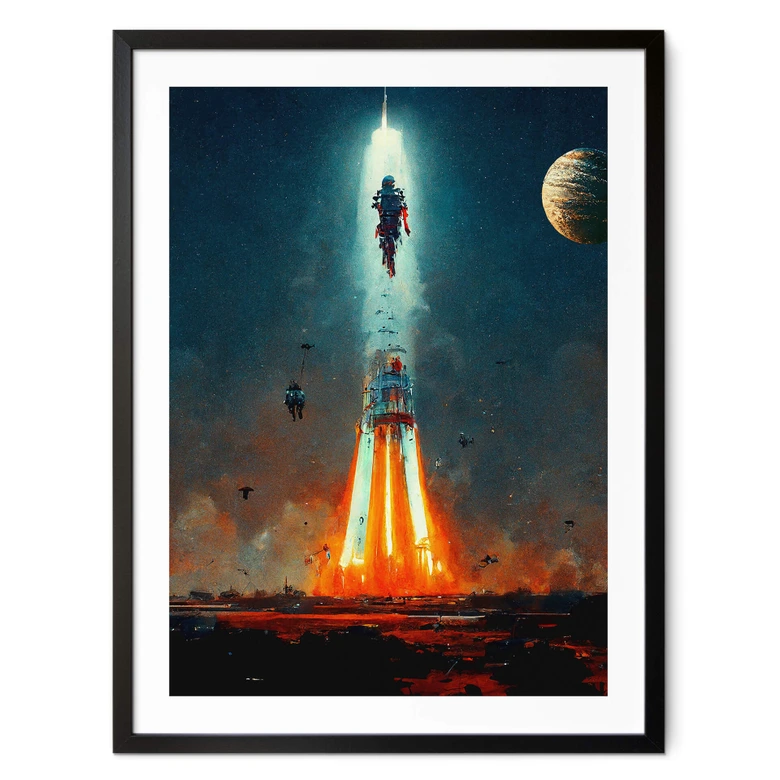 Poster Heine - Ab ins All - Raketenstart - Astro Cruise 