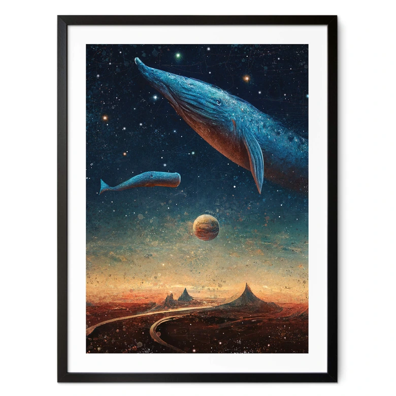 Poster Heine - Zwei Wale im Weltall - Astro Cruise 