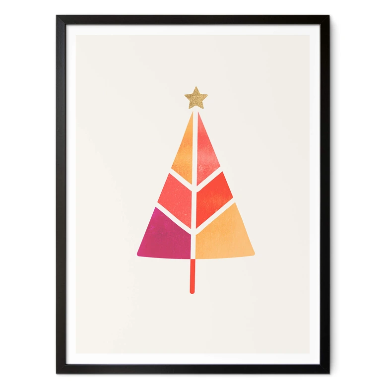 Poster Kubistika - Bunter Weihnachtsbaum 