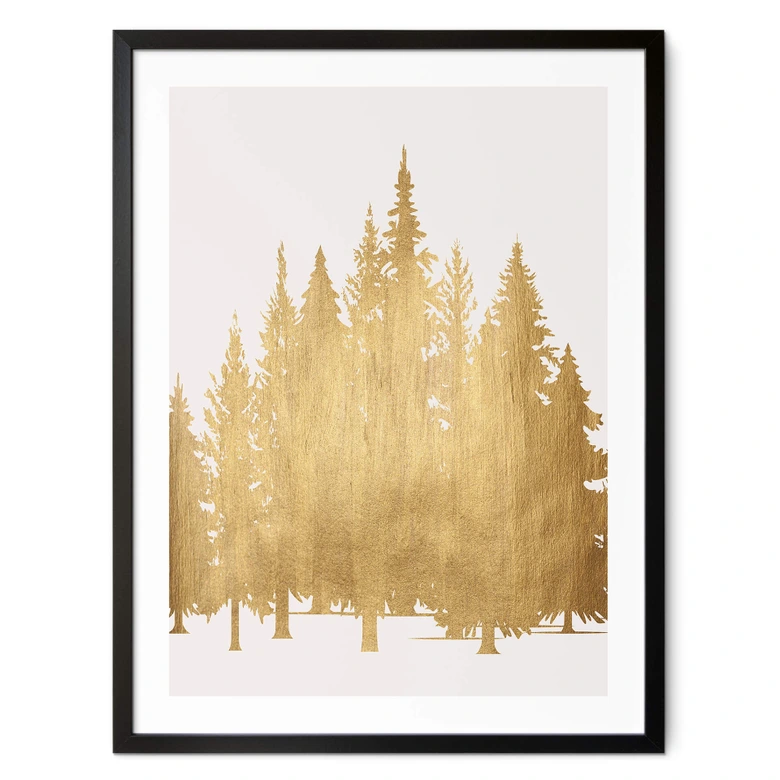 Poster Kubistika - Goldener Tannenwald 