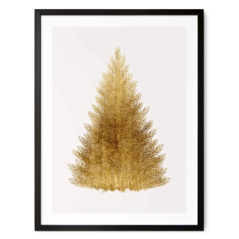 Poster Kubistika - Goldener Weihnachtsbaum 