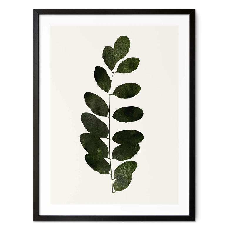 Póster Kubistika - Hojas verdes 