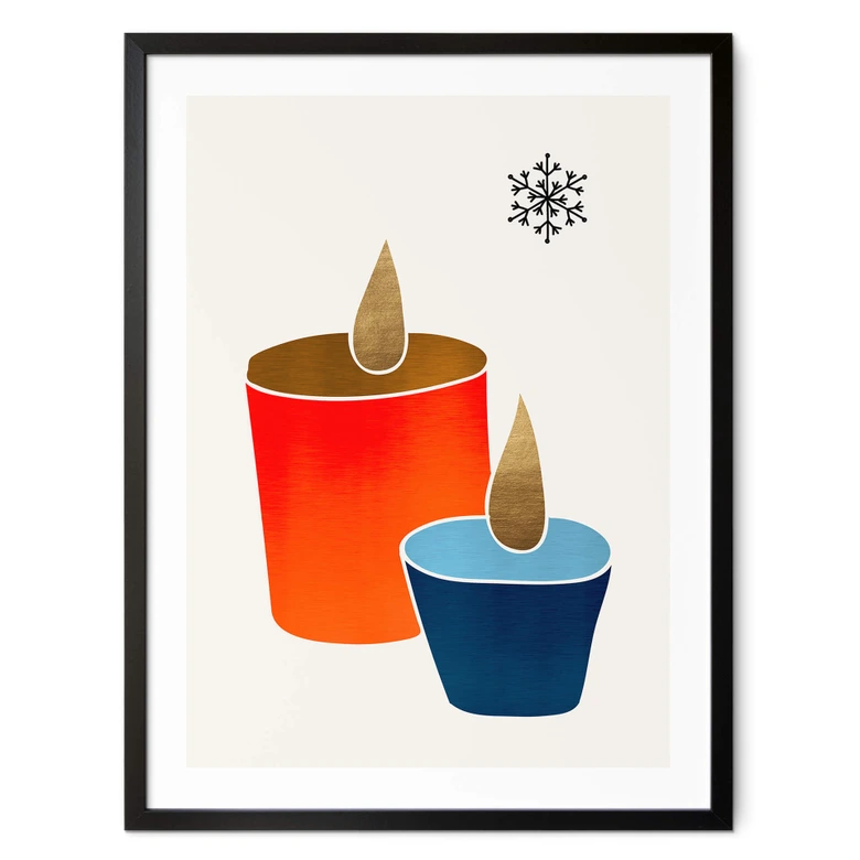 Poster Kubistika - Kerzen im Winter 