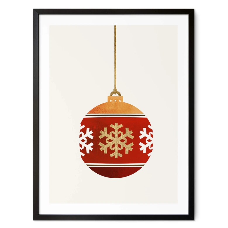 Poster Kubistika - Weihnachtskugel mit Schneeflocken 