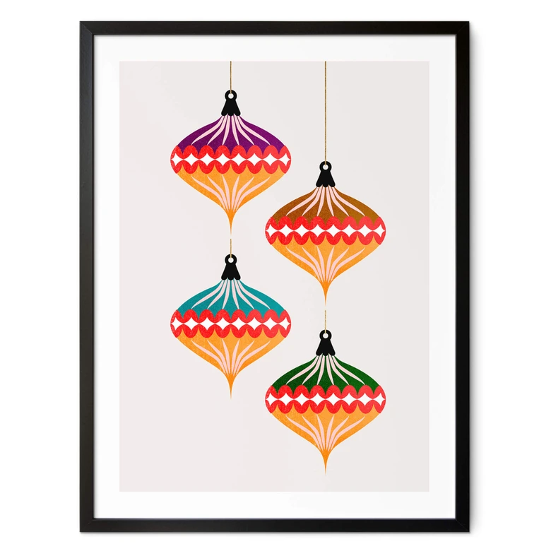 Poster Kubistika - Weihnachtskugeln Retro 