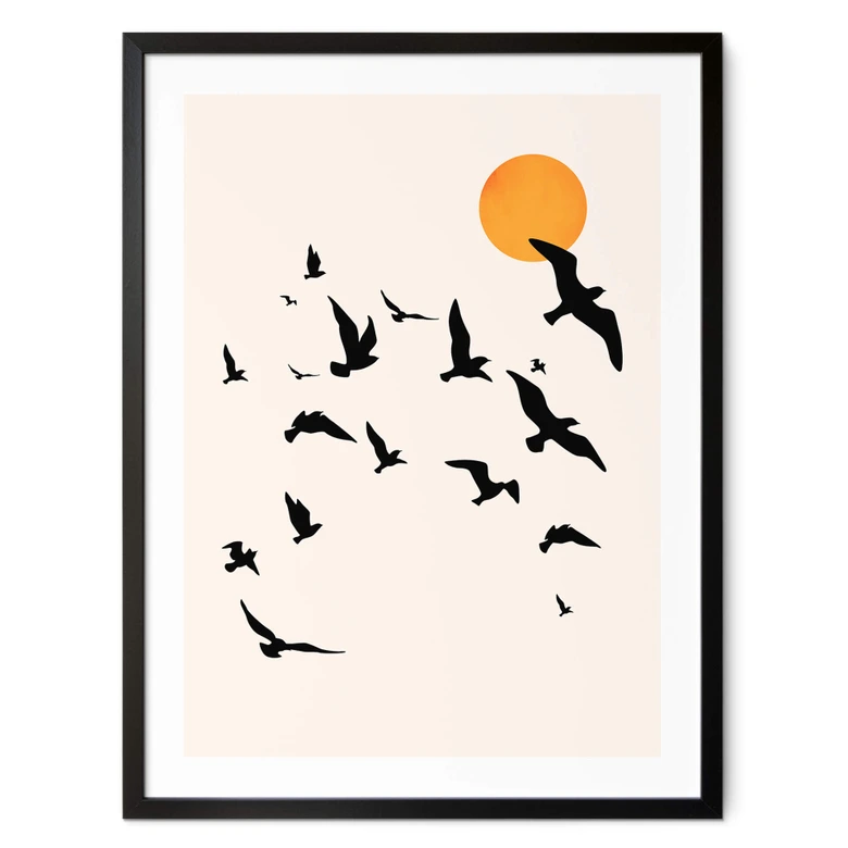 Poster Zugvögel auf dem Weg in den Süden - Kubistika 