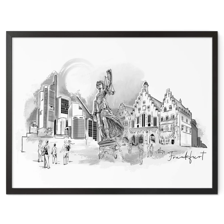 Poster Frankfurt - Svartvitt - Love your City 