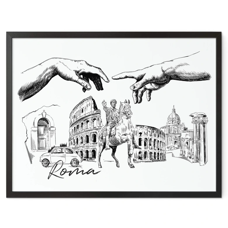 Poster Roma - Schwarz-Weiß - Love your City 