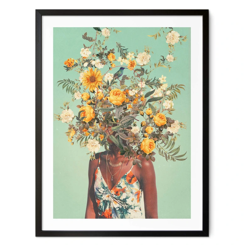 Poster Moth - Frau mit Sommerblumen auf dem Kopf 