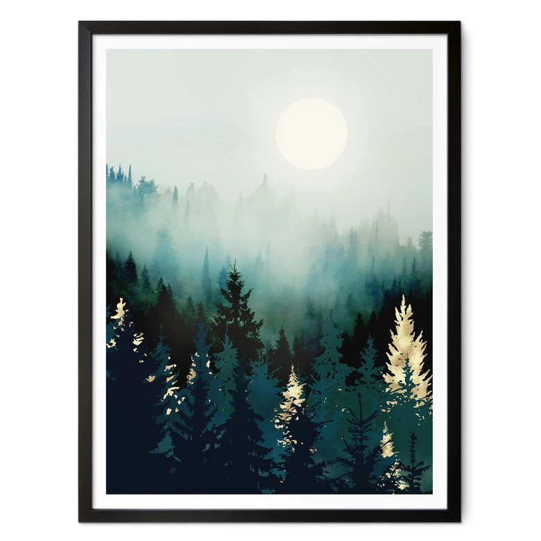 Poster SpaceFrog Designs - Nebliger Wald 