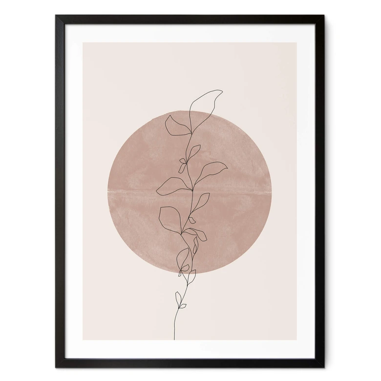 Poster The Miuus Studio - Line Art - Pflanze vor Vollmond 