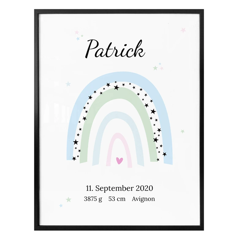 Personalisiertes Poster Regenbogen - blau 