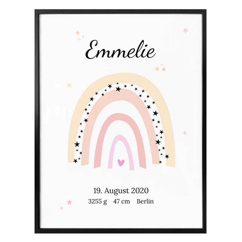 Personalisiertes Poster Regenbogen - rosa 