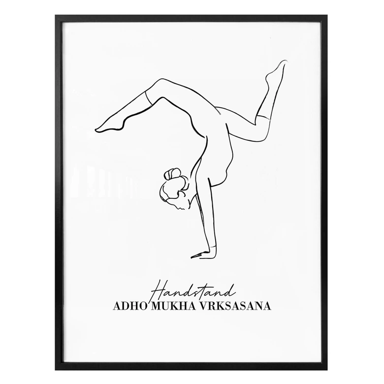 Poster Yoga - Posture sur les mains - Line Art 