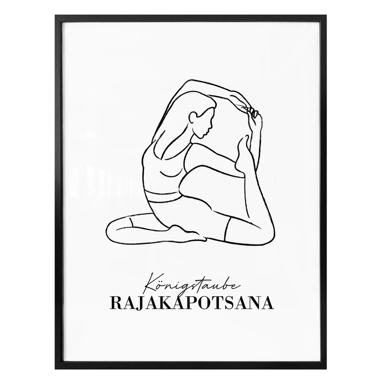 Poster Yoga - Königstaube - Line Art 