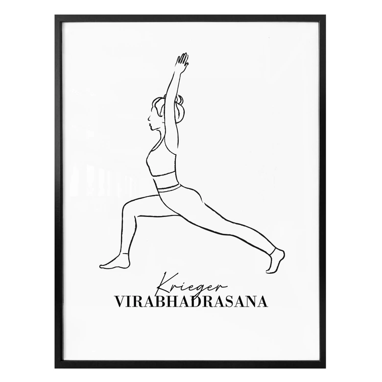 Poster Yoga - Krieger - Line Art 