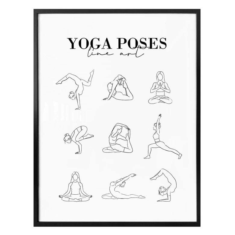 Plakat - Yoga Poses - Line Art 