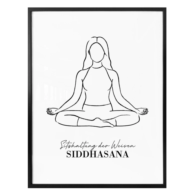 Poster Yoga Sitzhaltung der Weisen - Line Art 