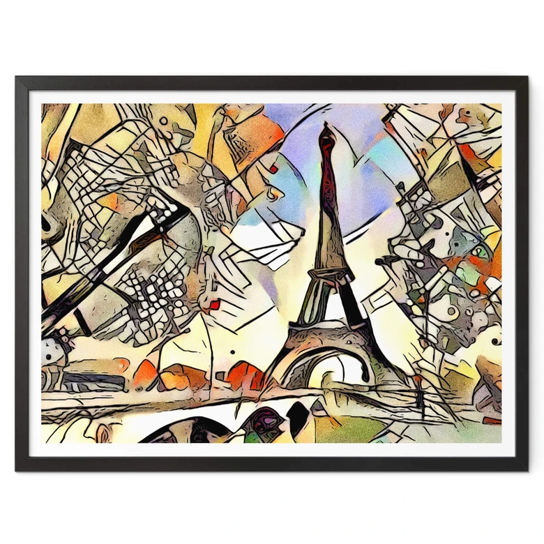 Poster Zamart - Kandinsky trifft Paris Eifelturm 
