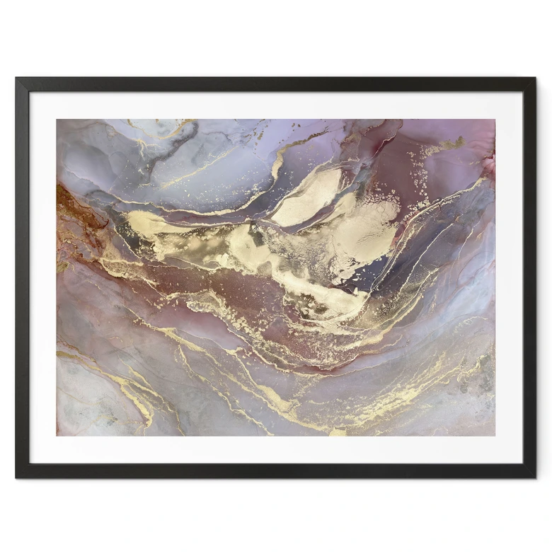 Poster Edle Strukturen in Gold und Violett - Shelest 