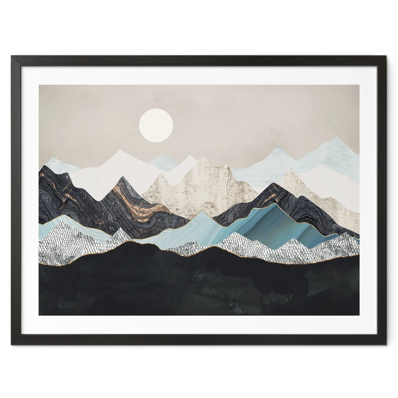 Poster Ruhige Berglandschaft in der Dämmerung - SpaceFrog Designs 