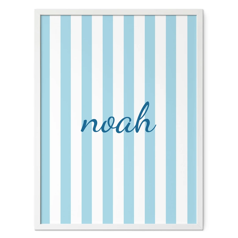 Poster personnalisable rayures bleues 