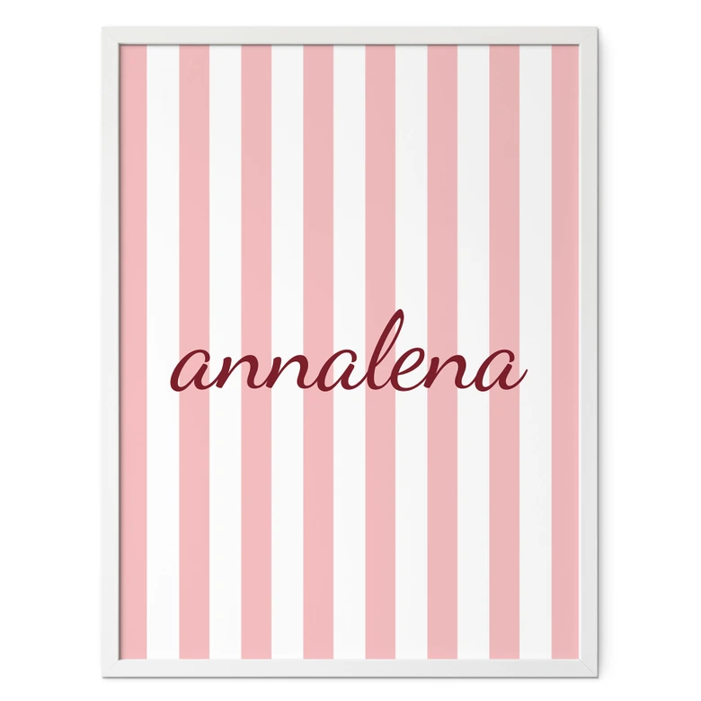 Personalizable poster stripes pink 