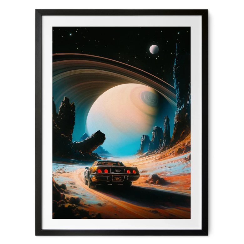 Poster Space - Retro racerbil i rymden - Taudalpoi 